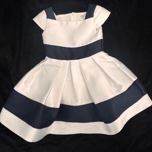 Patachou Navy & White Dress Classic Stripe Party Dress Size 2 NWT